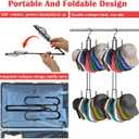 3 x Hat Organizer for Closet, Collapsible Metal Cap Rack with Rotating Hooks, Up to 40 Baseball Caps Holders for Display and Storage, Space Saving Hat Hanger for Closet Organizers and Storage, Black