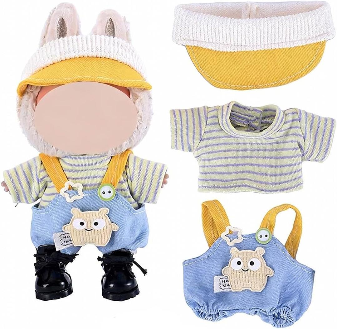 3 x 17cm Doll Clothes - Luxury Chic Style Set for 5.91-6.7 (15-17cm) Dolls, Cute Premium Fashion Doll Outfit with Accessories (Blue Overalls)