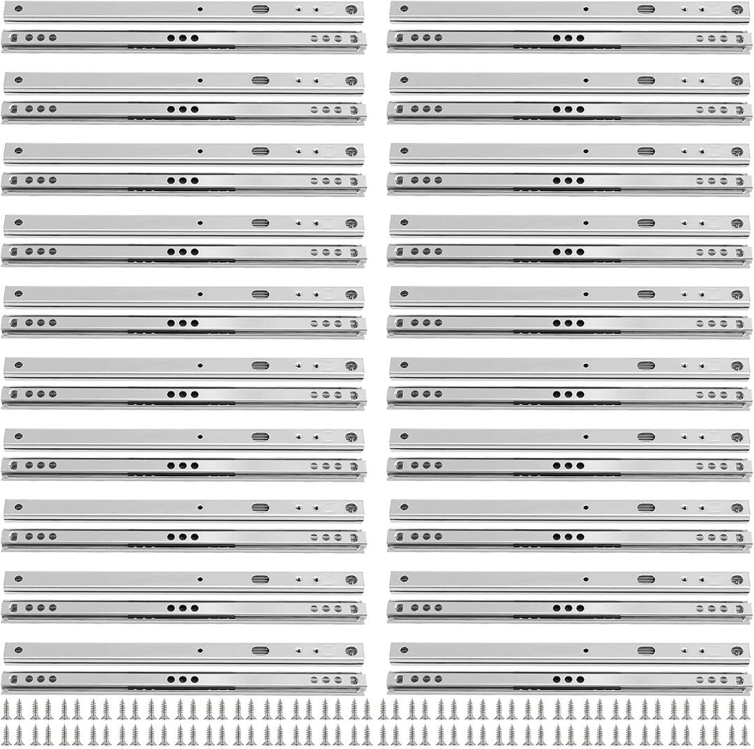 10 Pairs of 10 Inch Full Extension Drawer Slide,JEUIHAU Ball Bearing Side Mount Soft Close Drawer Slides, 2 Way Slide Track Rail, Ball Bearing Runners for Drawer