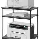 EMERIT 3-Tier Printer Stand for Laser/Inkjet/All-in-One - 23.6x18.9x31.5 Heavy Duty Cart w/Adjustable Shelves & Lockable Wheels, Storage for Scanner/Fax/Supplies - Industrial Home & Office (Black)