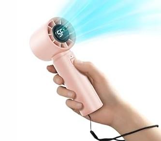 Eastfox Portable Handheld Turbo Fan, Personal Fan Battery 4000mAh Work for 316H, USB Rechargeable, 10800 HighSpeed Motor, 5Speeds Mini Hand held Fans for Outdoor, Travel, Home, Office (Pink)