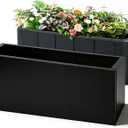 Metal Planter Box with Wheel, Drainage Holes & Raised Bottom, 33 inches x 12.4 inches x 14 inches