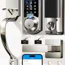 Veise VE07-H Fingerprint Smart Locks for Front Door with Handle Set, App Control, Keyless Entry Keypad Deadbolt, Digital Electronic Touchscreen, Easy Install, Auto Lock, Satin Nickel