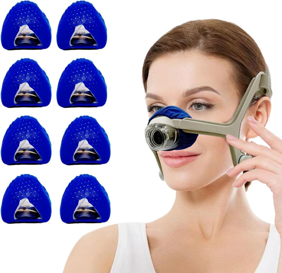 8 Pack Nasal CPAP Mask Liners One Size Compatible with All Size N20 Nasal Mask Cushions. Enjoy Silky Comfort, Reducing Facial Redness and Pressure Marks for Enhanced Comfort (Blue)