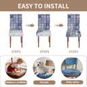 Stretch Dining Chair Covers Set of 2,Floral Print Chair Covers,Soft Removable Washable,Pet Friendly Furniture Protector,Universal Chair Slipcovers for Home, Kitchen,Ceremony Dining Room Seat (B-aqua Squares)