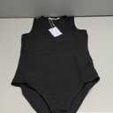 MANGOPOP Tank Top Body Suits Women Sexy Crew Neck Racerback Halter Ribbed Sleeveless Bodysuit for Women (Medium, A1 Sleeveless Black)