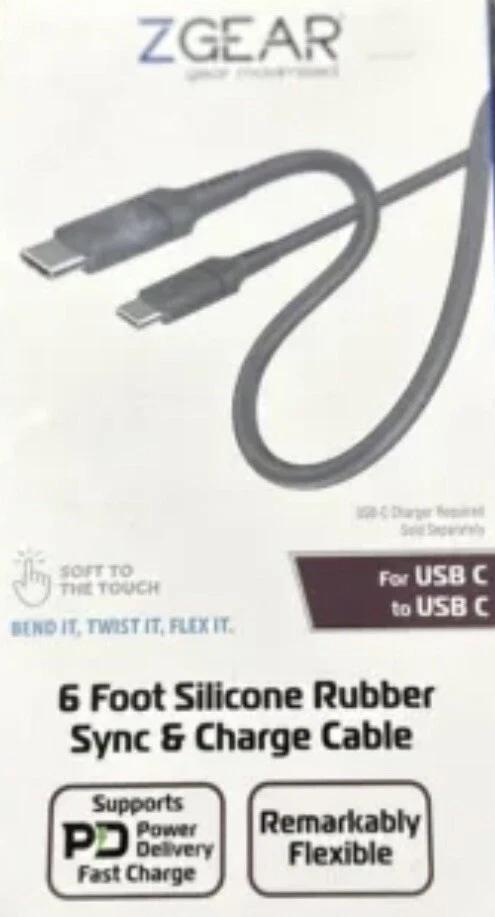 6 Foot Silicone Rubber Sync & Charge Cable For USB B To USB C