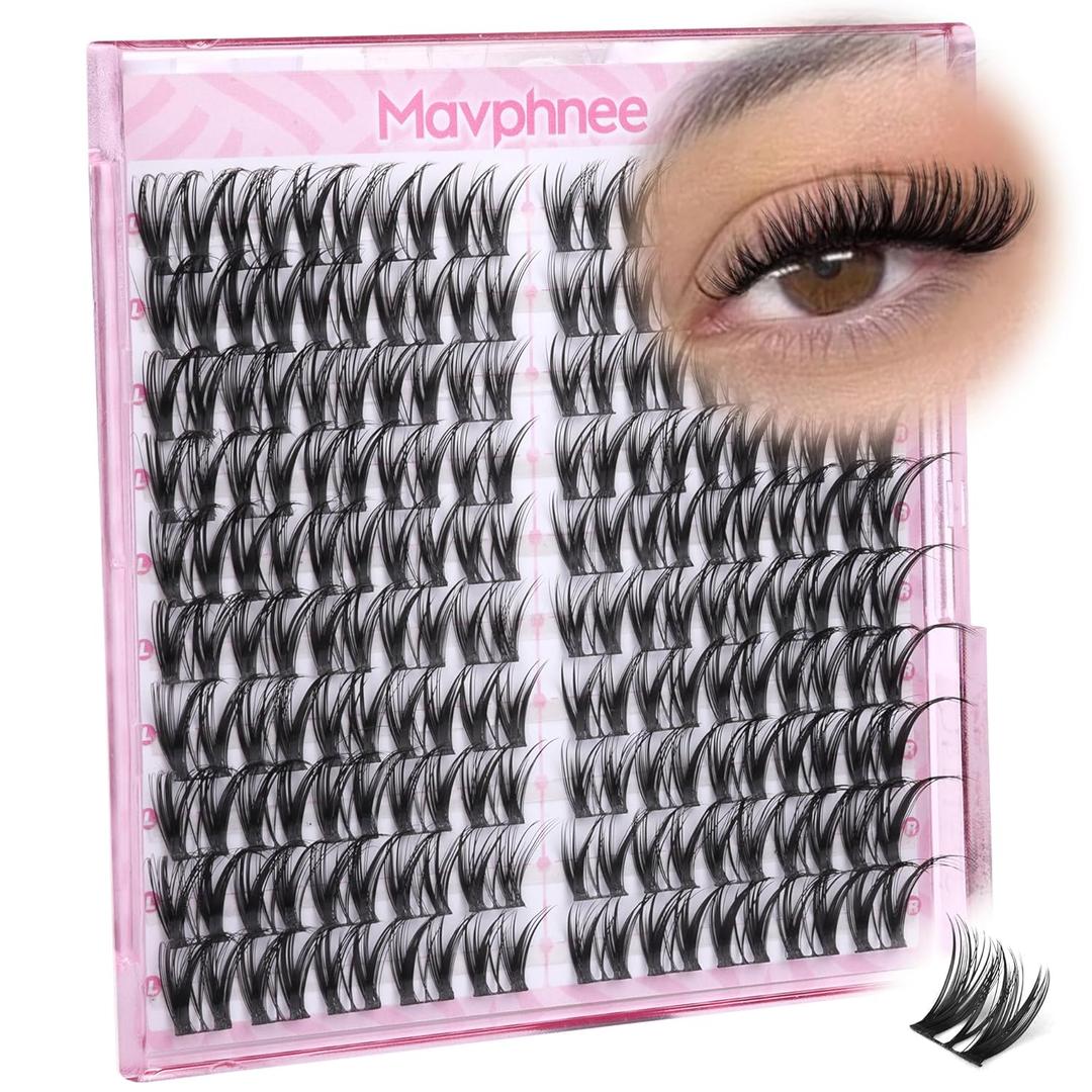 Cat Eye Lash Clusters Pre-Mapped Flora Eyelash Clusters Wispy Cluster Lashes Extensions Natural Fairy Individual Lashes Easy Lash Hack Pestaas postizas (CC Curve, 100Pcs)