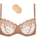 See Through Underwire Demi Sheer Bralette Bra (38DD, Milk Coffee)