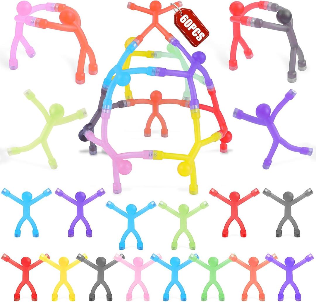 60Pcs Magnet Men Magnetic People Humanoid Fidget Toys, Magnets Toys for Kids, Funny Fridge Magnets, Gift & Prizes for Kids, Refrigerator Magnet for Office, Whiteboard, Locker, Door (Colorful)