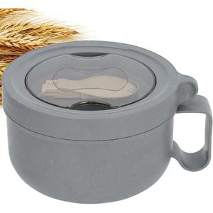 28 oz Soup Bowl with Handles, Microwave Ramen Bowl with Lid for Soup and Instant Noodles,Oatmeal, Gumbo, Salad,BPA Free (Rock Grey)