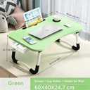 Lap Laptop Desk with Storage Drawer, Holders for Cup and Tablet, Laptop Bed Tray Table with Foldable Legs, Laptop Bed Stand, Portable Standing Table for Sofa Couch Floor (23.6", Green)