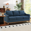 Idrissi 70" W Classic 3-Seater Sofa With Nailhead Trim & Square Arm, Blue