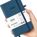 Forvencer Pocket Planner 2026, Weekly Monthly Planners with Month Tabs for Purse, 3.5" x 6", Jan 2026-Dec 2026, Cute Small Daily Academic Calendar, Elastic Band, Hardcover Agenda for Women, Teacher (Dark Blue)