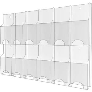 Acrylic Brochure Pamphlet Holder, 12 Pamphlet Holders, Clear Brochure Display Stand Wall Mount, Trifold Flyer Rack, Literature Storage Rack for Home, Offices, Waiting Room