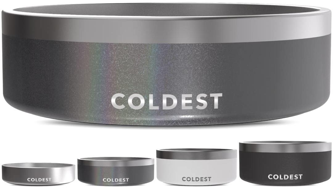 Coldest Dog Bowl - Anti Rust Metal, Non Slip, 3 Layers Insulated Stainless Steel Dog Bowls - Spill Proof & Heavy Duty - Water Bowl for Dogs, Cats & Pets, Dish Washer Safe (21 oz, Stardust Glitter)