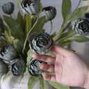 VIERENA 6 Pcs Faux Silk Peony Artificial Flowers for Vase -27", Bulk Fake Peonies Branches with Stems for DIY Bouquet Centerpieces Wedding Fillers Arrangements Shower Decorations (Dark Gray)