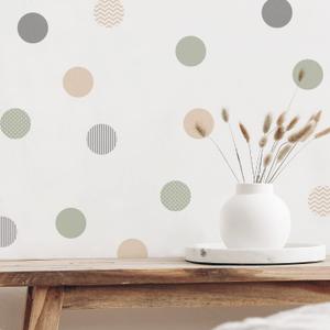 Boho Polka Dot Wall Decals 72 PCS, Removable Wall Decals Kids Room Decor Vinyl Murals DIY Cute Decorations (12 Sheets) (Boho Ripple-b)