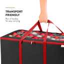 Premium Large Carrying Christmas Ornament storage Box with Clear Lid, 3" Compartment, Contains 10 Trays, Keeps 200 Holiday Ornaments & Xmas Accessories, Made Of Tear Proof Made Of 600D Oxford Fabric (Black)