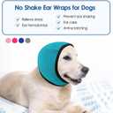 Dog Calming Hoodie - No Shake Ear Wraps for Dogs, Water Resistant Ear Cover Anxiety Relief, Noise Protection Ears Muffs for Firework, Grooming, Thunderstorms, Swimming, Bathing, Turquoise S