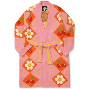 Unisex Colorblock Plush Fleece Bathrobe, Cozy Long Lounge Robe (S)