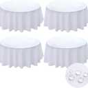 BYDOLL Table Cloth Round 60 Inch Fits Max50 Inch Diameter Top,4 Pack White Washable Outdoor Winkle and Stain Resistant Spillproof Polyester Tablecloth for Round Tables Party Cover