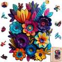Leodozzio Wooden Puzzles for Adults, Handmade Flowers Autumn Jigsaw Puzzles 200 Pieces-5MM, Unique Shaped Wooden Puzzle, Birthday Gift Family Game, 9.2x12.2 Inch