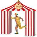 Bucherry 7 Pcs Circus Carnival Theme Party Decorations Circus Cardboard Tent 47 x 51 Red and White Striped Pennant Playhouse Xmas Decorations Kit for Carnival Birthday Christmas Game Supplies