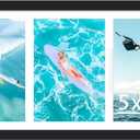8x16 Picture Frame with Three 5x7 Opening Mat Collage Photo Frame for Horizontal and Vertical Wall Display, Black 1 Pack