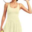 YOAKUKA Women's Flowy Tennis Dress with Built in Shorts & Bra Spaghetti Crossover Back Strap Athletic Workout Active Jumpsuit, Size: M