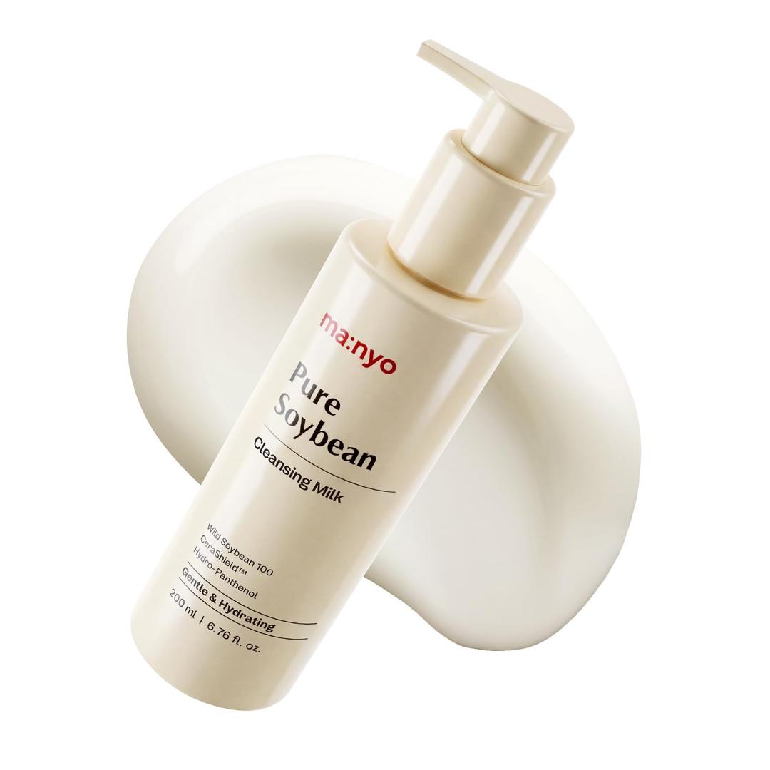 MANYO Pure Soybean Cleansing Milk, Hydrating Facial Milky Cleanser for Skin Barrier Repair, Hydrating Skincare with Hyaluronic Acid for Dry, Sensitive Skin, 6.76 fl oz (200ml)
