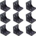 24PCS L Reinforced Plastic Corner Bracket 27.4mm Furniture Corner Support Connector Bracket for Wooden Furniture Cabinet Drawer Chair Bookcase with Screws Black