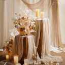Ling's Moment Ivory Cheesecloth Table Runner, 168 Inch 14FT Beige Boho Gauze Rustic Sheer Cream Cheese Cloth Table Runners for Party Wedding Birthday Outdoor Bridal Shower Decor