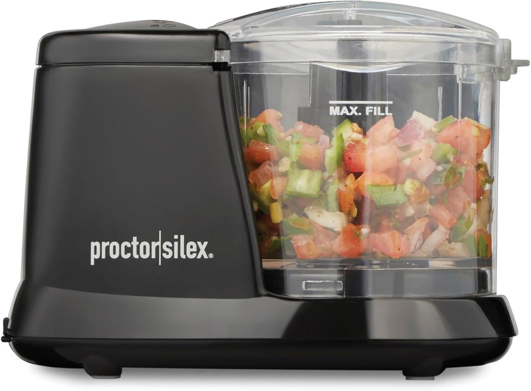 Proctor Silex Durable Electric Vegetable Chopper & Mini Food Processor for Chopping, Puree & Emulsify, 1.5 Cup, Black