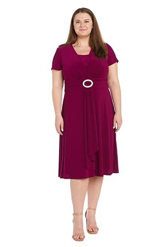 R&M Richards Women's Plus Size Radiant Cascading Wrap Dress, Berry, 16W R&M Richards Women's Plus Size Radiant Cascading Wrap Dress, Berry, 16W