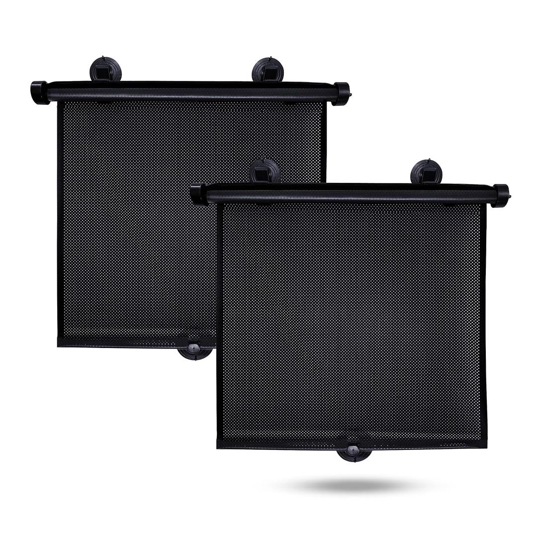 EcoNour Car Side Window Sun Shade (2 Pack) | Retractable Roller Sunshade for Kids | Baby Car Window Shades for UV and Sun Glare Protection | Baby Travel Accessories (15"x17") (Medium)
