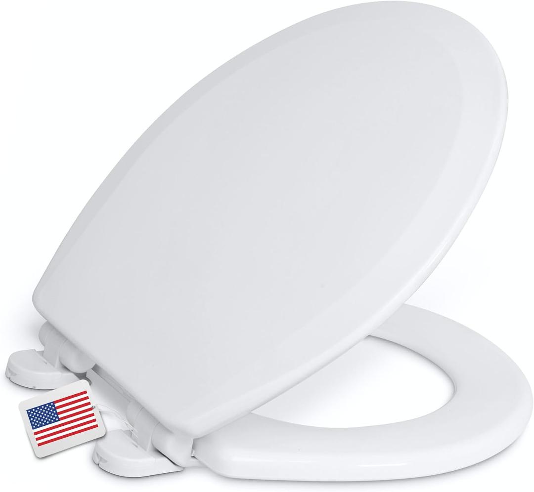 Centoco Round Toilet Seat, Slow Close, Wood Core/Plastic Finish, USA, Crane