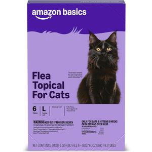 Amazon Basics Topical Flea Treatment for Large Cats (Over 9 pounds), 6 Count, Packaging May Vary