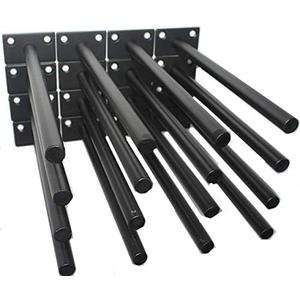 16 Pcs 8" Black Solid Steel Floating Shelf Bracket Blind Shelf Supports - Hidden Brackets for Floating Wood Shelves - Concealed Blind Shelf Support  Screws and Wall Plugs Included