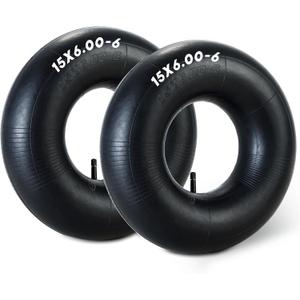 2 Pack 15x6.00-6 Inner Tube | Durable Replacement Tire Tubes with TR-13 Valve Stem for Lawn Mowers, Go Karts, ATVs, Yard Tractors, Wheelbarrows, Golf Carts