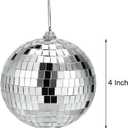 Suwimut 9 Pack Mirror Disco Ball, 4 Inch Small Mirror Ball Ornaments Silver Hanging Disco Balls with Attached String for Reflect Light, Party Favor, Home Bands Decorations, Stage Props, Christmas