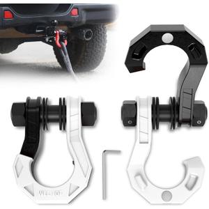 3/4" D Ring Separate Shackles, 52,910lbs Break Strength Easy Open Towing Winch Shackles, Heavy Duty Shackles with 7/8" Screw Pin for Tow Strap Winch Off Road Vehicle Recovery, Blackwhite