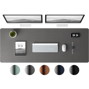 Aothia Leather Desk Pad Protector - Large Mouse Pad, Office Desk Mat, Non-Slip PU Leather Desk Blotter, Laptop Desk Pad, Waterproof Desk Writing Pad for Office and Home (Gray, 38" x 13.7") (Gary)
