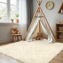 4x6 Cream White Fluffy Fuzzy Shag Area Rug for Living Room, Bedroom, Dorm