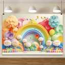 YongFoto Paper Flowers Backdrop 10x5ft Colorful Cut Paper Floral Blossom Rainbow Arch Hot Air Balloon Honeycomb Ball Photography Background Lovely Party Banner Home Decor Photo Studio Booth Props (10ftx5ft, Style 2)