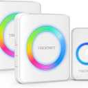 TECKNET Wireless Doorbells for Home, IP65 Waterproof Door Bell 1300ft Range, 0-120dB Classroom Doorbell Kits with 60 Chimes & 5 Volume Levels, RGB Flashing for Hearing Impaired with 2 Receivers,White