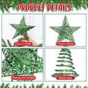 Blulu 10 Inches Green Christmas Star Tree Topper Xmas Tree Topper Glitter Tree-top Star for Christmas Decorations