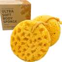 Spongentle Deep Cleansing Body Loofah Sponge, Natural Colors, for Bath and Shower, Multiple Textures for Gentle and Deep Exfoliation, Generous and Rich Lather, (Pack of 2)