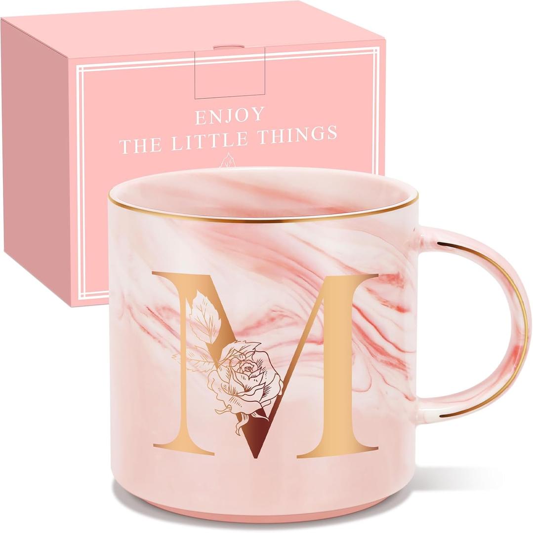 Uwingess Mothers Day Gifts for Mom, Birthday Gifts for Women, Initial Mug with Gift Box, Personalized Monogram Letter Coffee Mug for Mom Friend Sister Teacher Coworker