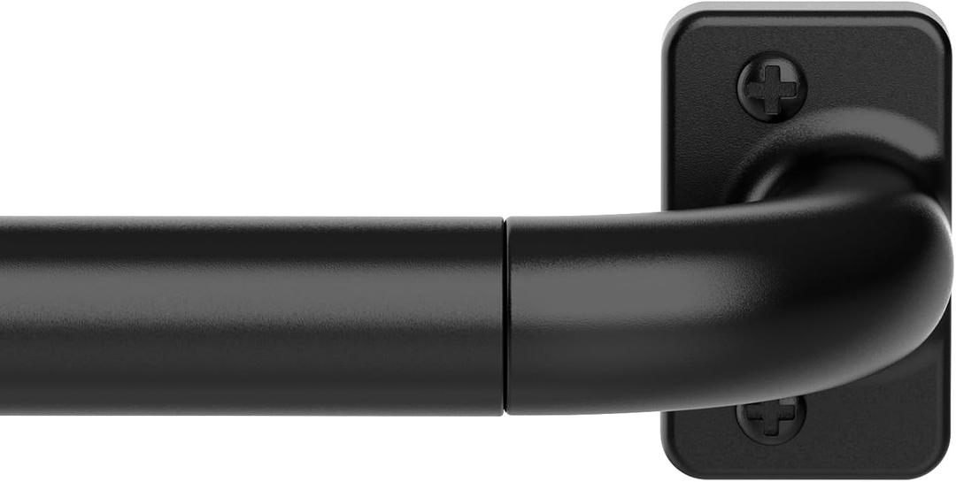 Black Curtain Rods for Windows 28 to 48, 1 inch Blackout Wrap Around, Adjustable Heavy Duty Curtain Rods for Bedroom, Kitchen and Outdoor Patio